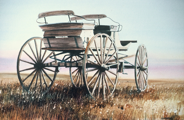 RANGE BUGGY, frontier watercolor by Thomas A Needham