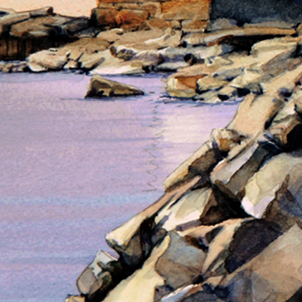 Detail of Fairport Harbor West Breakwater Light watercolor by Thomas A Needham