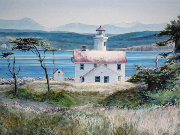 Point Wilson Lighthouse watercolor by Thomas A Needham