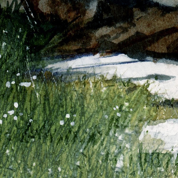 Detail of Portland Breakwater Light watercolor by Thomas A Needham