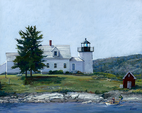 Pumpkin Island Lighthouse oilcolor by Thomas A Needham