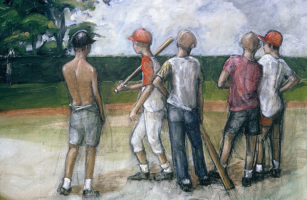 SANDLOT BOYS, Oil Painting by Thomas A Needham