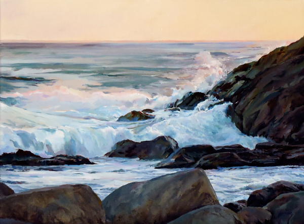 OCEAN AT DUSK, seascape oil painting by Thomas A Needham