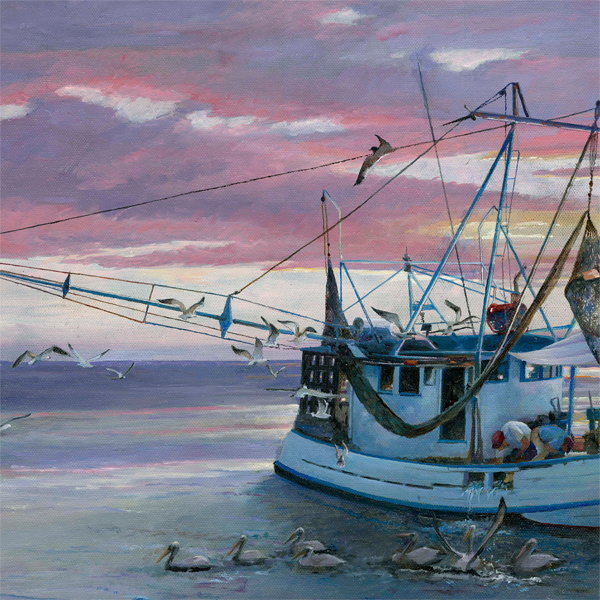 MORNING CATCH, seascape oil painting by Thomas A Needham