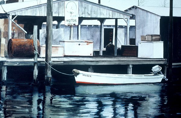 DOCKSIDE, watercolor by Thomas A Needham