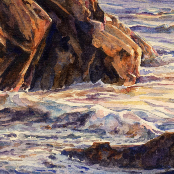 GOLDEN detail, seascape watercolor by Thomas A Needham