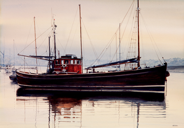 MORNING CALM watercolor seascape by Thomas A Needham