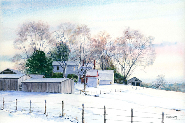 CRISP MORNING oil landscape by Thomas A Needham