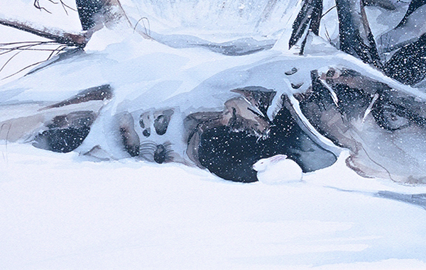 SNOW BUNNY, landscape watercolor by Thomas A Needham