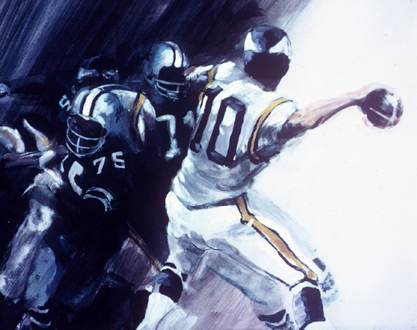 HAIL MARY, acrylic sports painting by Thomas A Needham