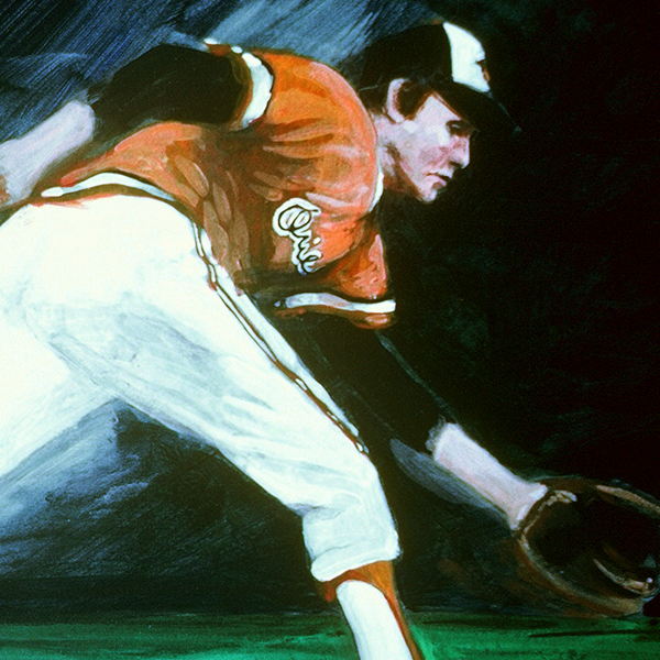 IN THE HOLE, acrylic sports painting by Thomas A Needham