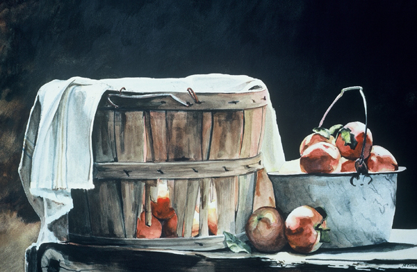 PEACHES Watercolor Still Life by Thomas Needham